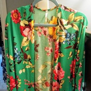 Green and Floral Cardigan